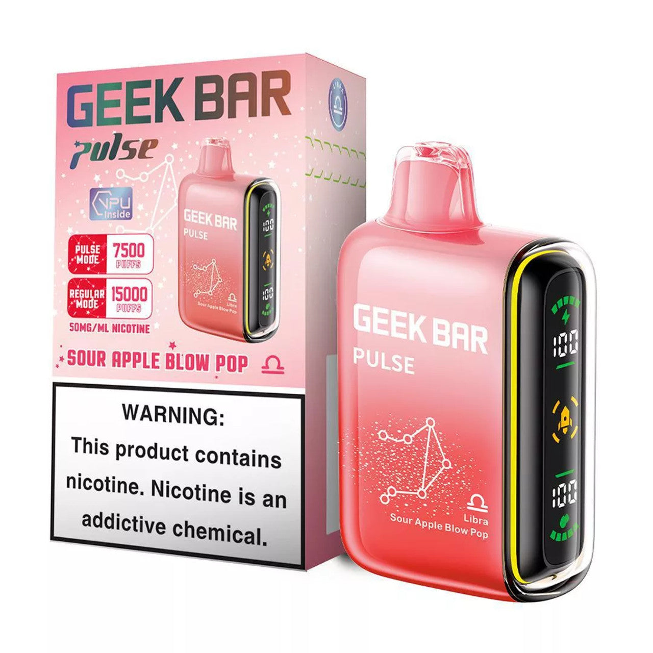 Geek Bar Pulse 15000  Sour Apple Blow Pop Vape